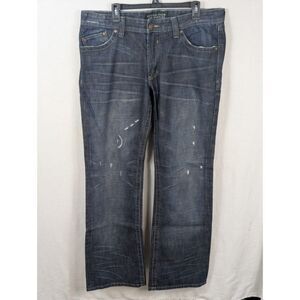 Affliction Cooper Relaxed Boot Distressed Jeans Blue Men's Size 36x34